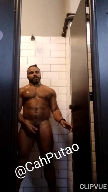 taking a shower at the gym