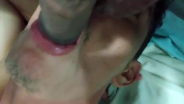 Bitch sniffing male's sweaty bag