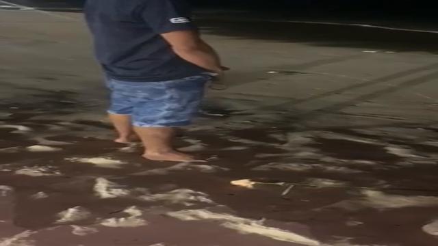Mijando na praia 