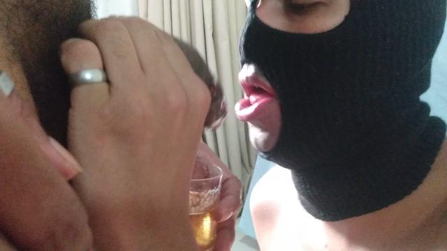 Drinking beer from dick 1