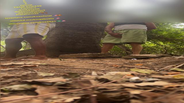 in the woods with grandpa