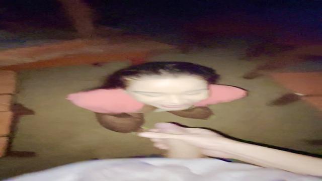 BLOWJOB with cum in the mouth on the BEACH