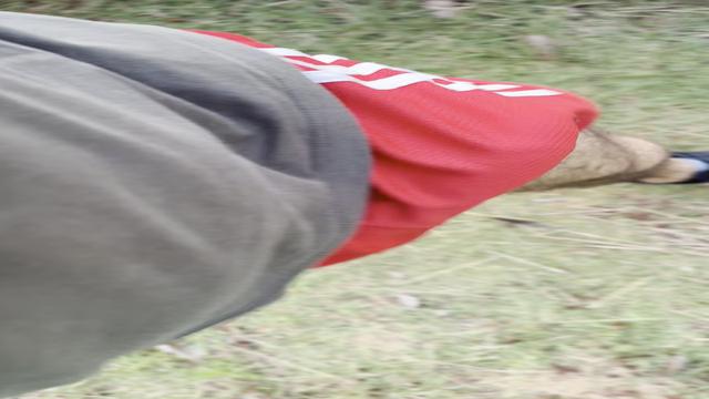 Correndo com o pau pra fora do shorts, sem cueca.