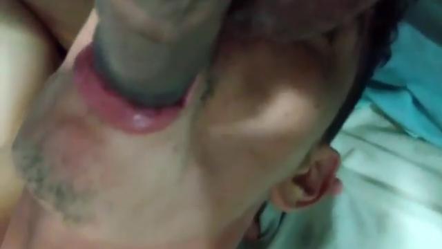 Sucker bitch licking the male's sack