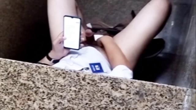 Handjob in the bathroom