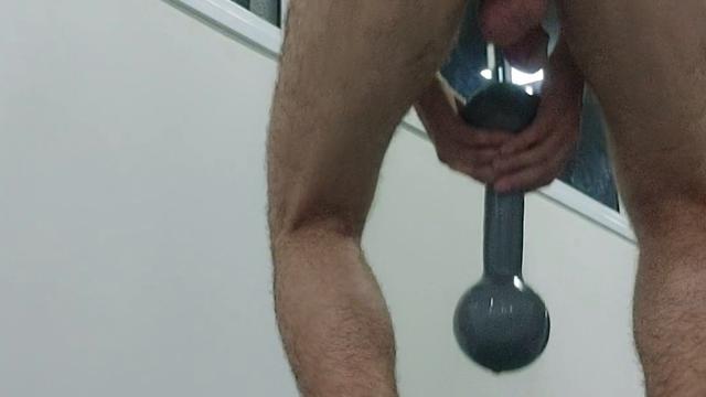 At the gym preparing the ass and the hole 