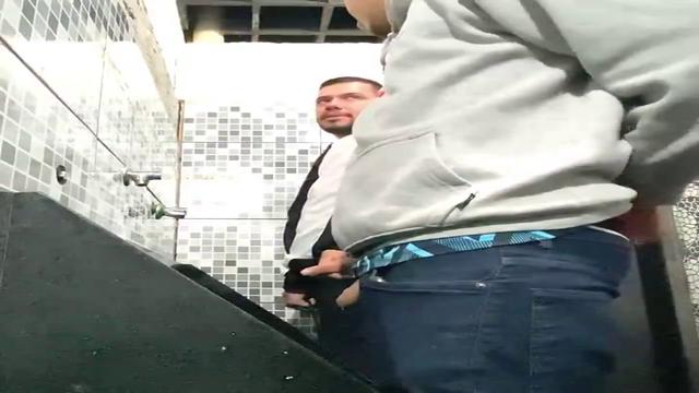 Brazilian straight guys pissing at bathroom