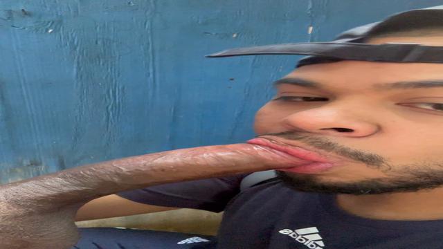 Mamando gostoso a pica de um casado em um terreno ba...